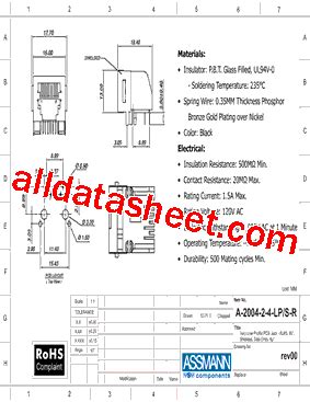 A Lp S Datasheet Pdf Assmann Electronics Inc