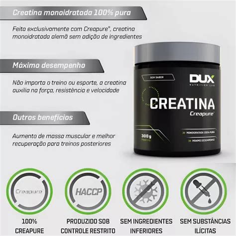 Creatina Creapure Dux 300g desempenho energia força à venda em São