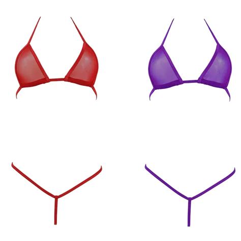Women Hot Sexy Exotic Mini Micro Bikinis Set European Mesh Transparent Bandage Beachwear