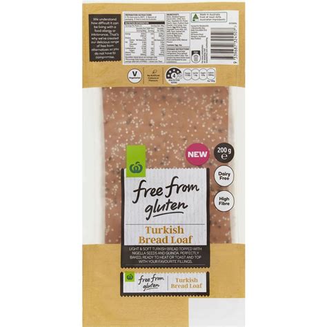 Woolworths Free From Gluten Turkish Bread Loaf 200g Woolworths