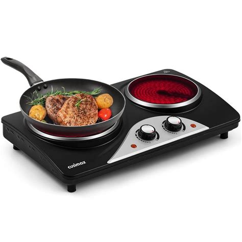 CUSIMAX Electric Hobs 2100W Electric Hot Plates For Cooking Infrared Double Hot Plate Portable