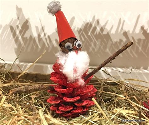 Christmas Nature Crafts: How to Make a Pine Cone Santa | Baby Routes