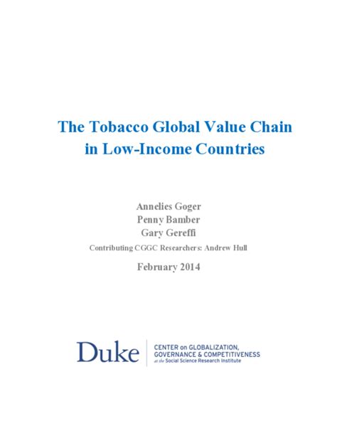 Pdf The Tobacco Global Value Chain In Low Income Countries Penny Bamber