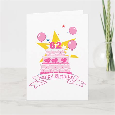 62 Year Old Birthday Cake Card Zazzle