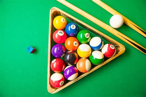 Top View Green Pool Table Balls Cues Stock Photos Free And Royalty Free