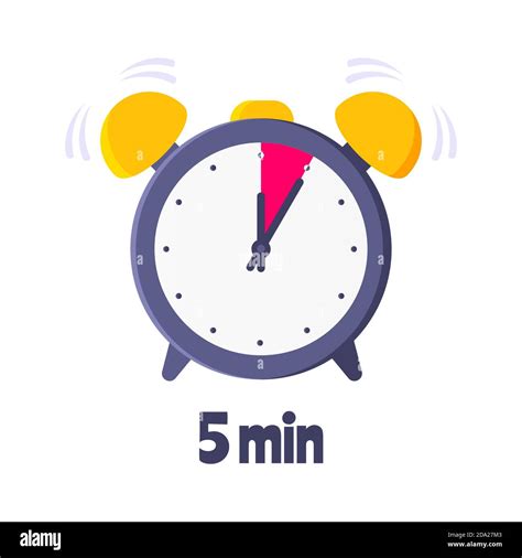 Five minutes on analog clock face flat style design vector illustration icon sign Stock Vector ...