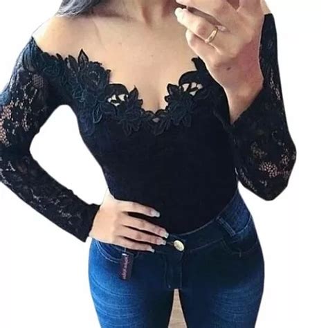 Body Blusa Feminina Manga Longa Comprida Renda Oferta 2018 R 49 99