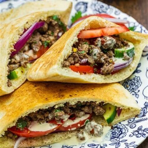 Middle Eastern Ground Beef Pita Sandwich The Mediterranean Dish