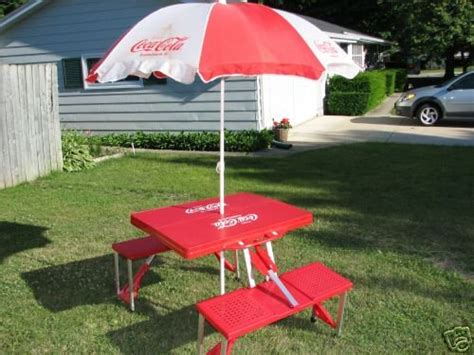 Coca Cola Folding Picnic Table & Umbrella | #26472285