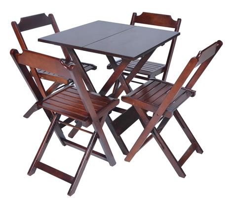 Jogos De Mesa Bar 70x70 4 Cadeiras Dobravel Em Madeira R 259 99