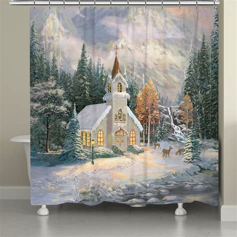 Thomas Kinkade Studios Thomas Kinkade Deer Creek Chapel Shower Curtain