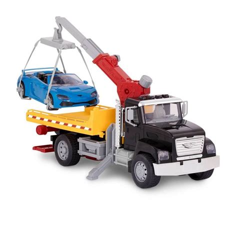 DRIVEN Large Toy Truck With Car And Crane Arm Tow Truck Toy