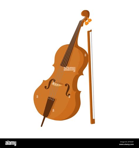 Contrabass With A Bow Stringed Musical Instruments Illustration