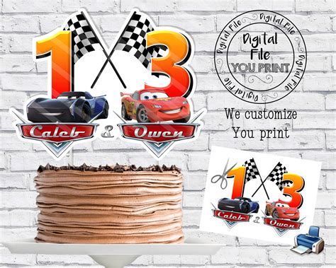 Cars Theme Cake Topper Printable Bolo Plaquinhas Compleanno Tema Imprimibles Geburtstag