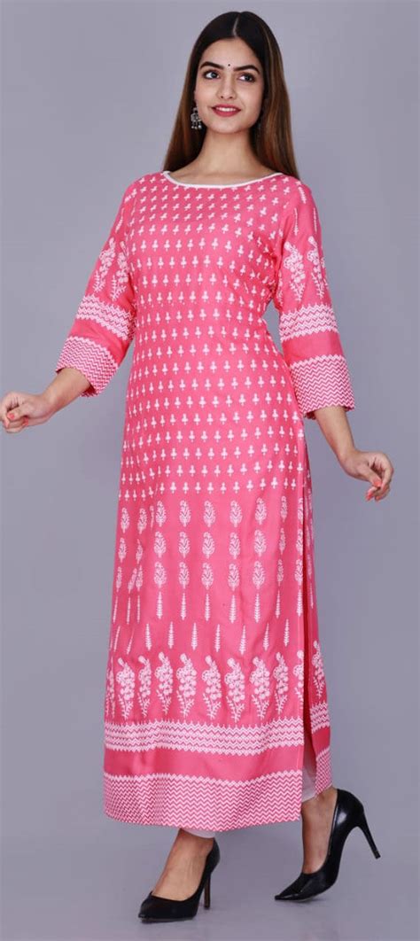 Casual Pink And Majenta Color Rayon Fabric Kurti 1684000