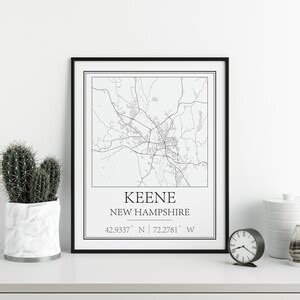 Keene New Hampshire Map Print Printable Street Map Map Art | Etsy