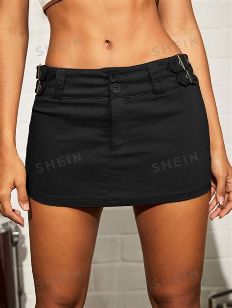 Shein X Deborah Shein Icon Gorpcore S Low Rise Buckle Side Skirt