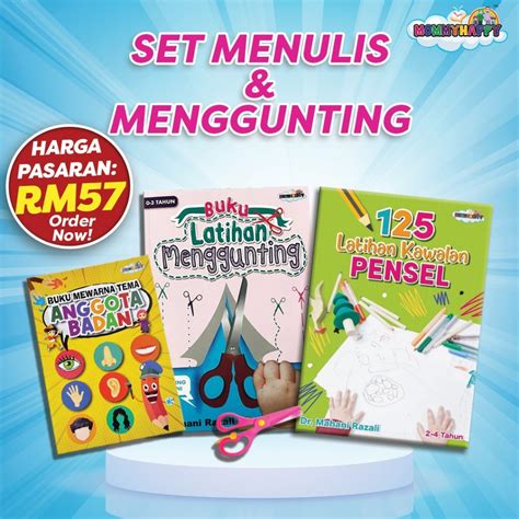 Mommyhappy Set Latihan Menulis Dan Menggunting Buku Aktiviti Kanak