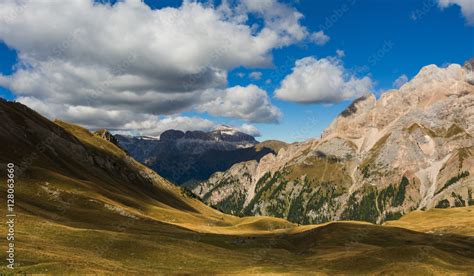 Great view of the Val di Fassa valley. National Park Dolomites ...