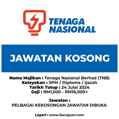 Jawatan Kosong Tenaga Nasional Berhad Tnb Gaji Rm1 500