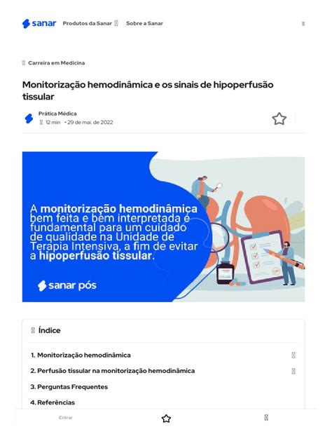 O Que É Hipoperfusão - Monitorização Hemodinâmica e Os Sinais de Hipoperfusão Tissular - Sanar ...