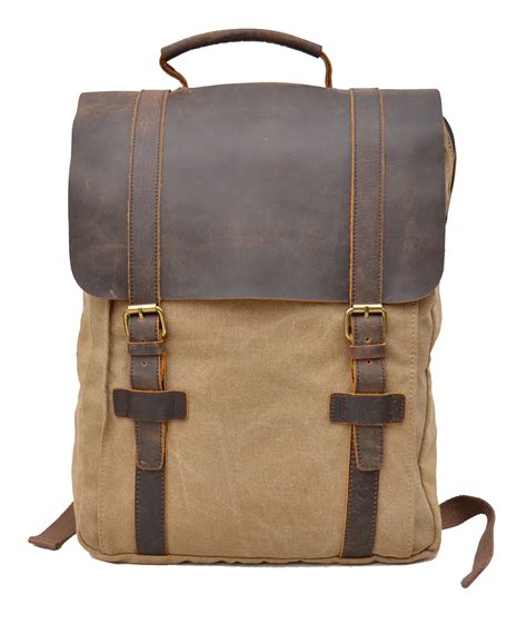 Gootium Vintage Canvas Real Leather Backpack Travel Rucksack Unisex