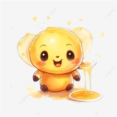 Cute Honey Drop Stationary Sticker Oil Painting Honey Drop Bee PNG