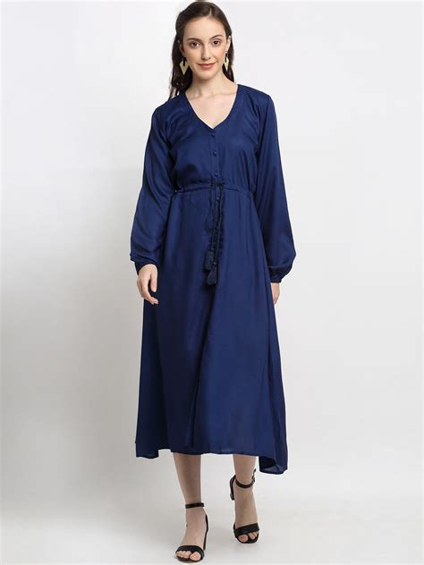 Buy Diva Walk Exclusive Navy Blue A Line Midi Dress Dresses For Women