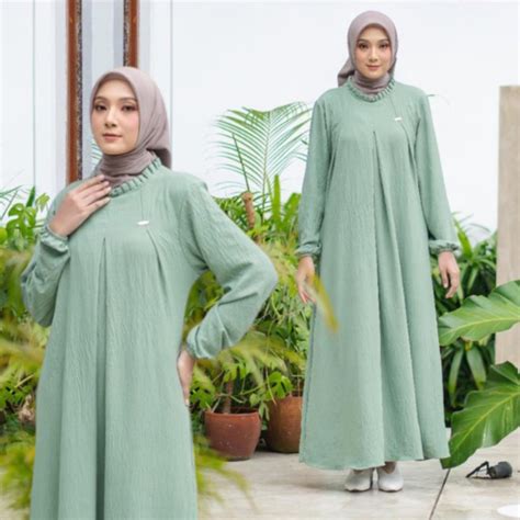 Jual Dress Marwah Gamis Crinkle Airflow Premium Size M L Xl Xxl Model