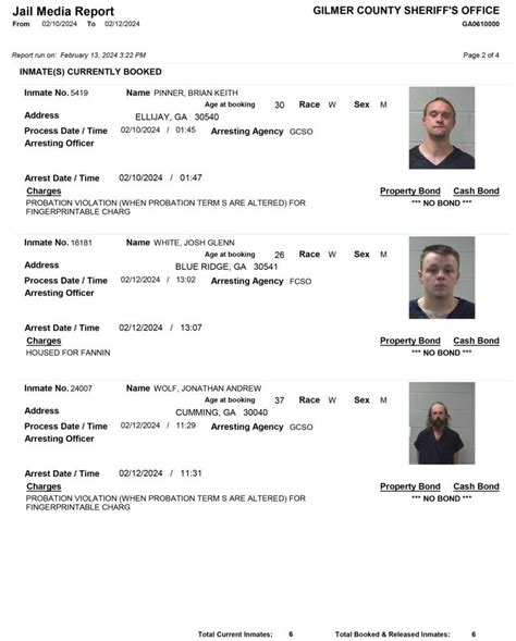 Gilmer County Sheriffs Office Arrest Report 2 6 2 12 2024 GilmerGilmer