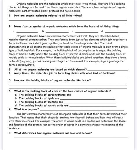 Solved Organic molecules are the molecules which exist in | Chegg.com