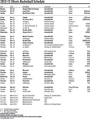 Illini Basketball Schedule Printable