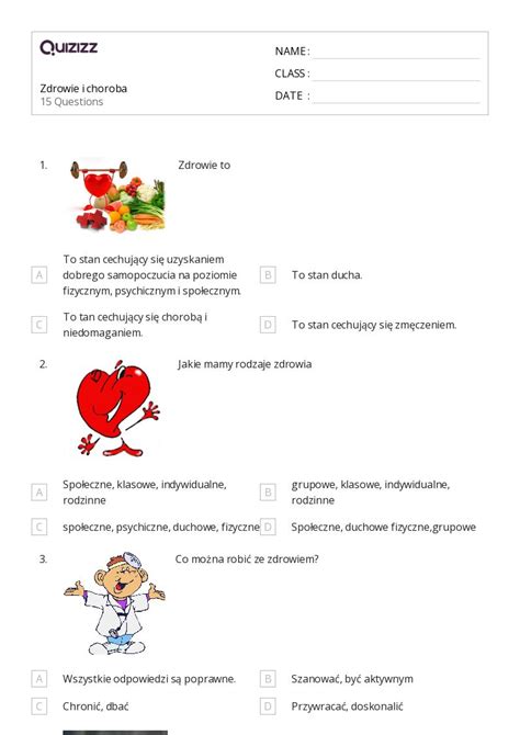 Ponad Nauka O Zdrowiu Arkuszy Roboczych Dla Klasa W Quizizz
