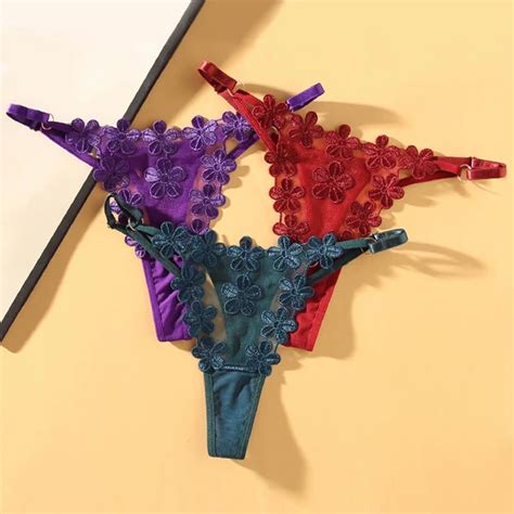 Flor Sexy Calcinha Lingerie Mulheres Roupa Interior Cuecas Para Senhoras Sexo Floral Bordado