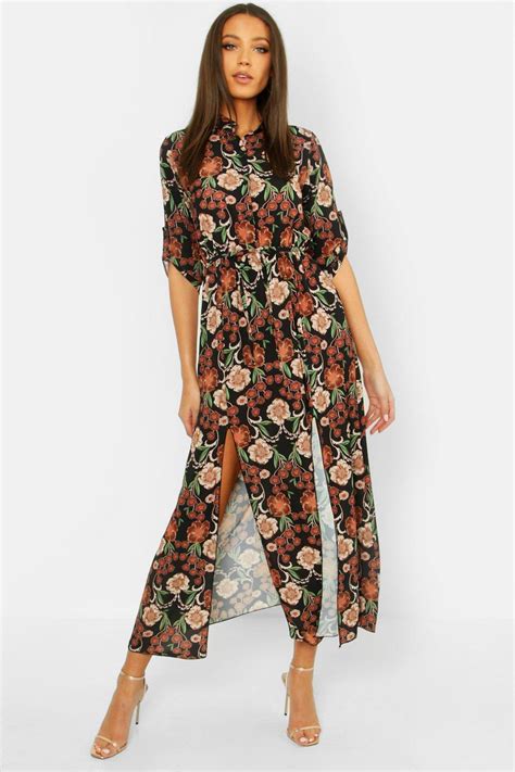 Boohoo Tall Floral Midaxi Shirt Dress Lyst