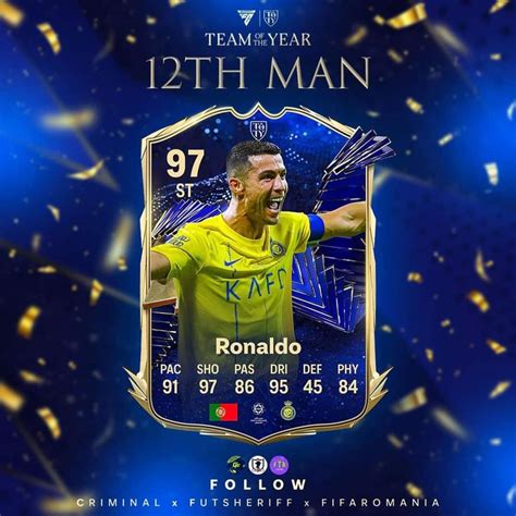 Ronaldo’s fifa card this year😍😍😍 in 2024 | Fifa card, Ronaldo, 12th man