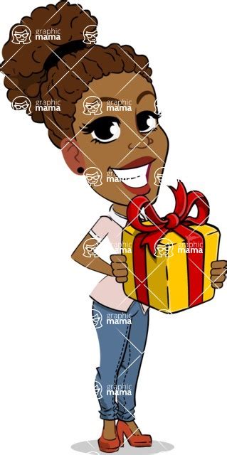 Flat Cartoon African American Girl With T Box Graphicmama