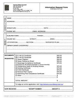 Fillable Online Temora Nsw Gov Property Information Request Form