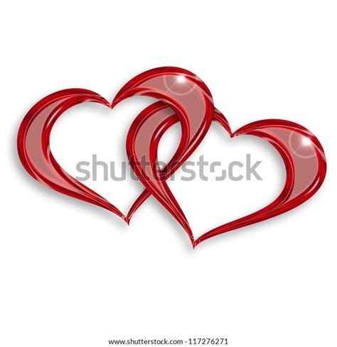 Illustration Two Entwined Hearts On White Stock Illustration 117276271