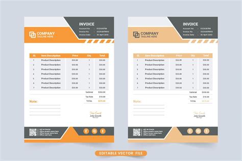 Digital Business Invoice And Purchase Voucher Design With Abstract