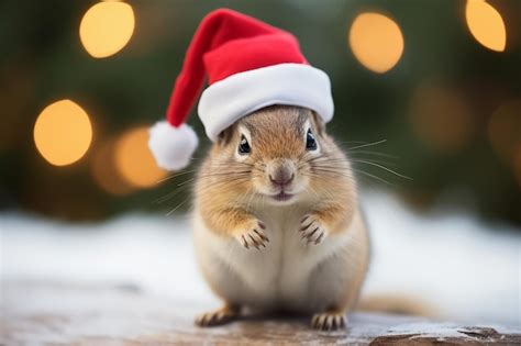 Premium AI Image | Portrait of an adorable festive christmas chipmunk ...