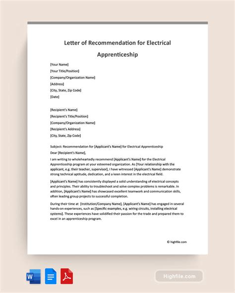 Letter Of Recommendation For Electrical Apprenticeship Letter Of