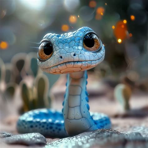 Serpent de dessin animé en 3D dans la nature Photo Gratuite