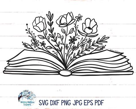 Floral Book SVG Book With Flowers Svg Book Svg Reading Svg Etsy