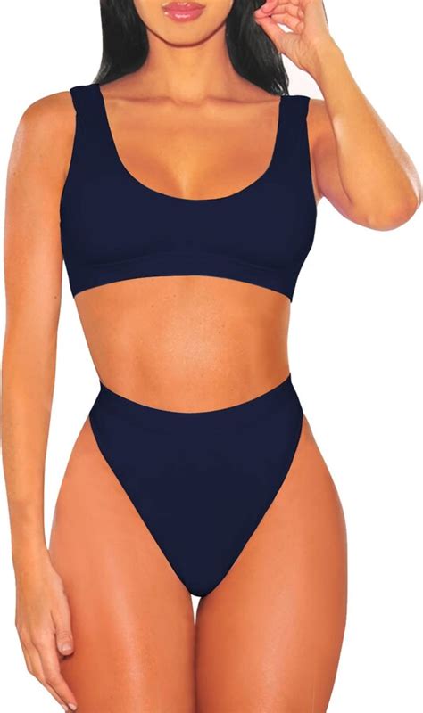 Viottiset Womens High Waisted Bikini Set Print High Cut Swimsuits