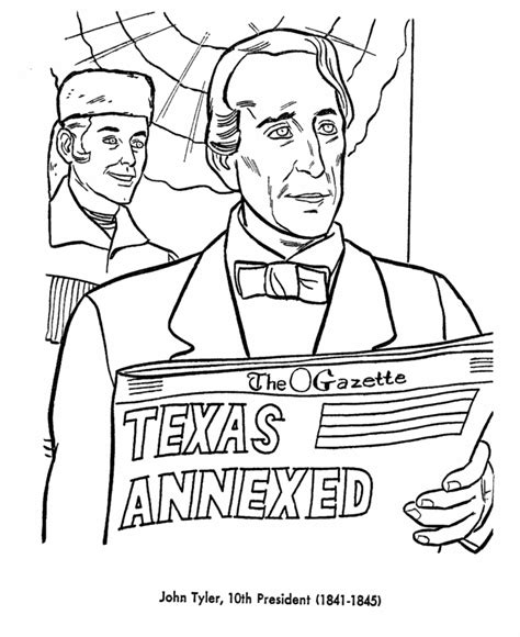 Usa Printables Us Presidents Coloring Pages President John Tyler