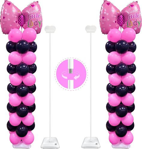 Yallove Heavy Duty Metal Balloon Stand Set Of 2 Height Adjustable From