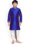 Solid Color Dupion Silk Dhoti Kurta In Royal Blue UPU429