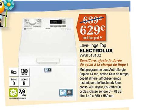 Promo Lave Linge Top Electrolux Chez Copra Icatalogue Fr