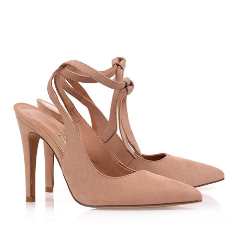 Slingback Salto Alto Nobuck Nude Uza Shoes Sapatos Femininos